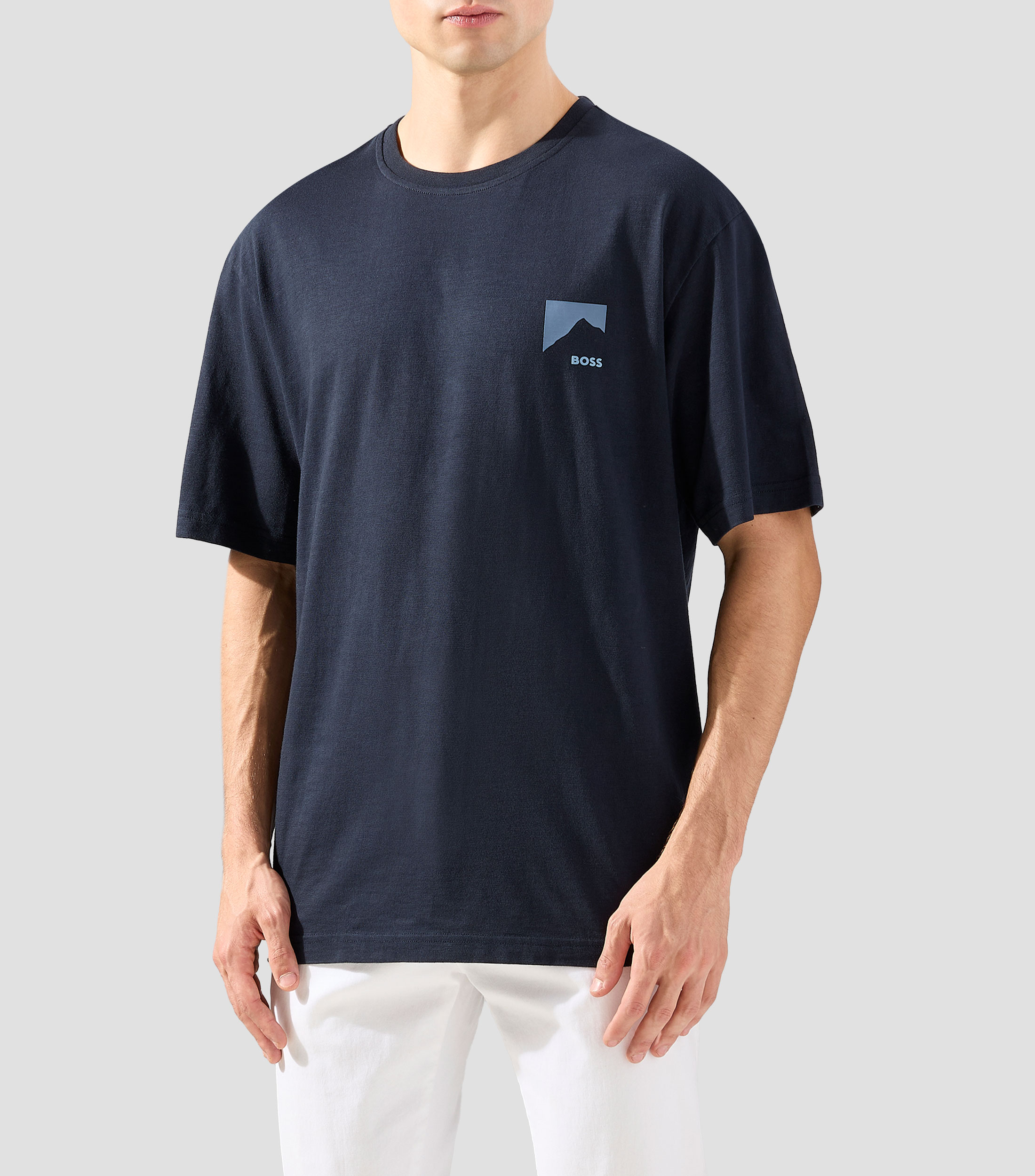 Playera de cuello redondo con manga corta estampada Hombre